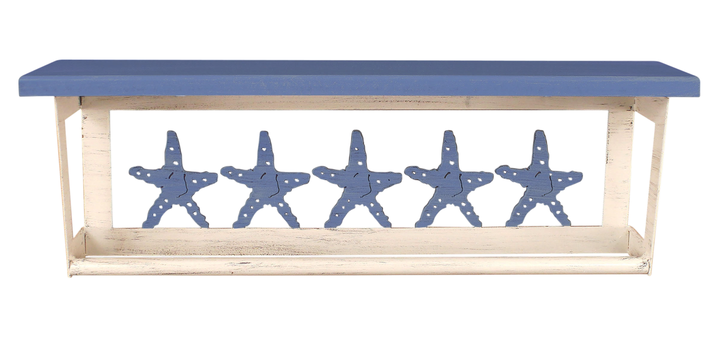 Periwinkle Starfish 24" Towel Bar with 6" Shelf