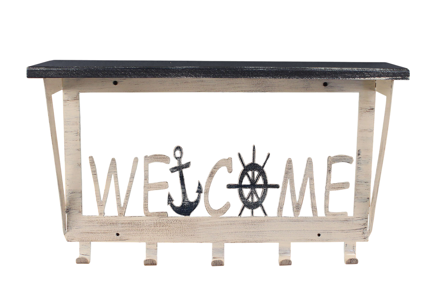 Nautical Welcome Coat Rack with 6" Shelf