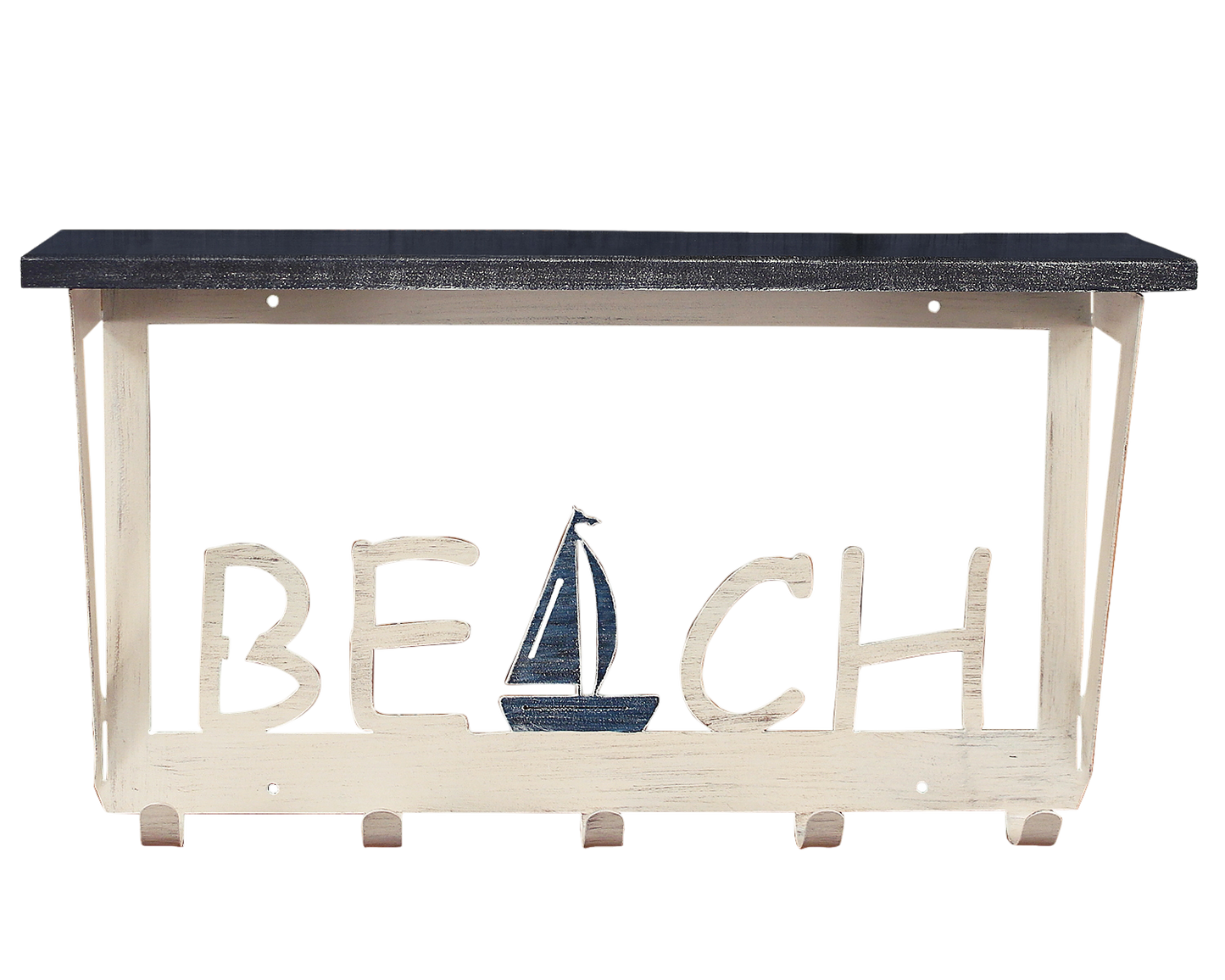 Nautical Beach Coat Rack with 6" Shelf