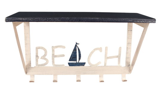 Nautical Beach Coat Rack with 11" Shelf