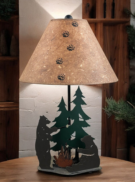 Outland Bears Roasting Marshmallows Table Lamp w/ Night Light