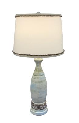 Shabby Summer  Casual Pedestal Lamp w/Weathered  Rope Accent