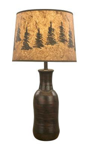 Copper Faux Clay Water Jug Table Lamp w/ Tree Band Shade