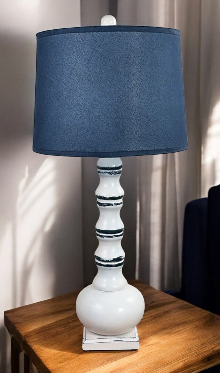 FARMHOUSE/NAVY BAMBOO TABLE LAMP