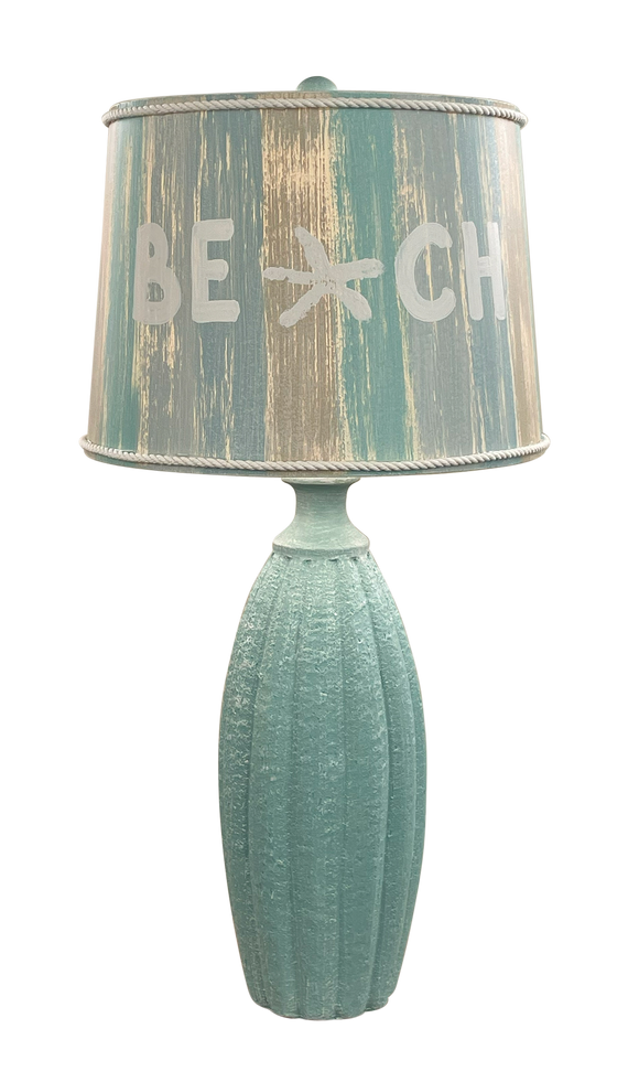 Weathered Shaded Cove Fluted Table Lamp w/ Beach Stripe Shade