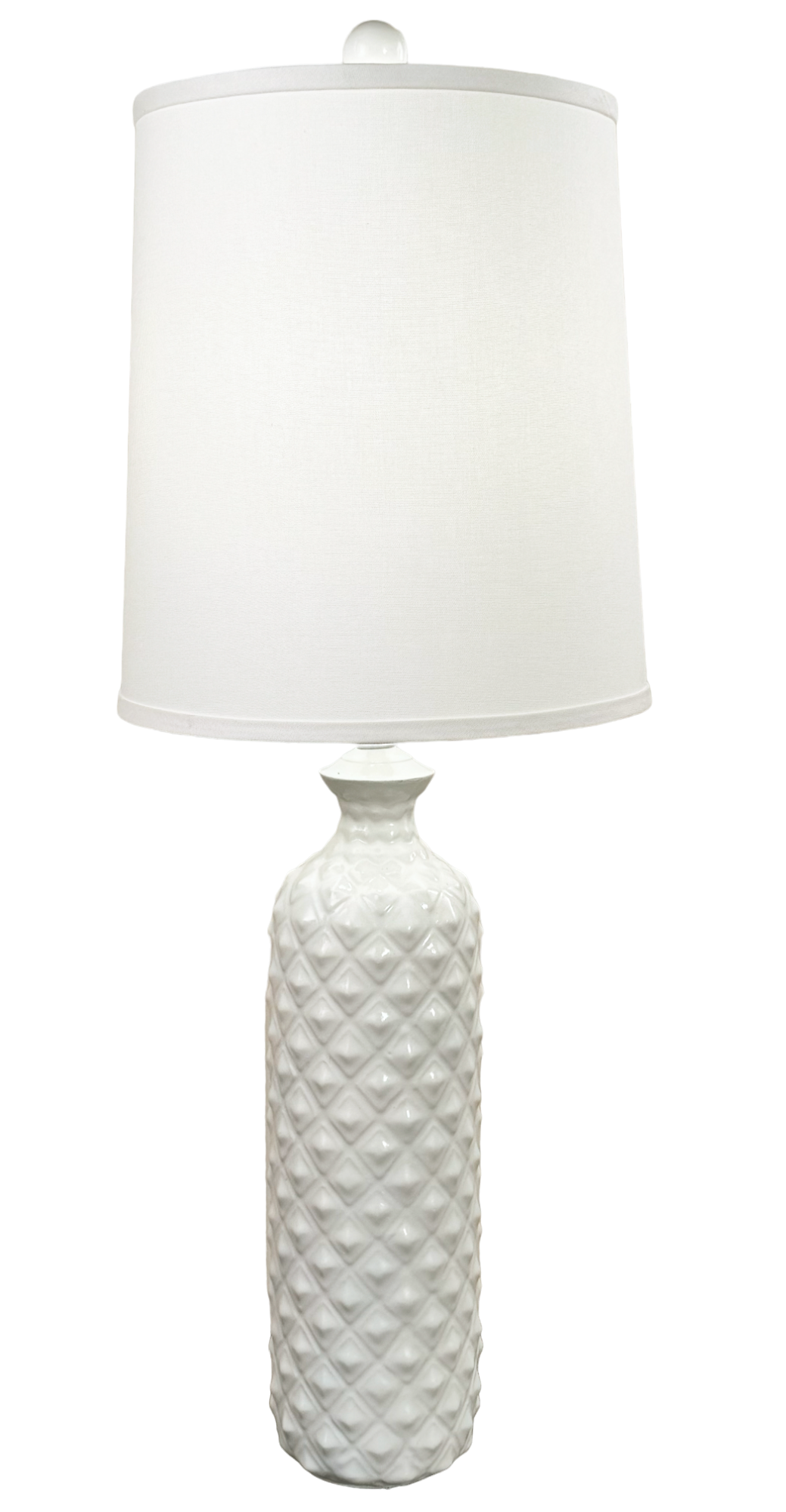 High Gloss Ivory Tall Textured Table Lamp