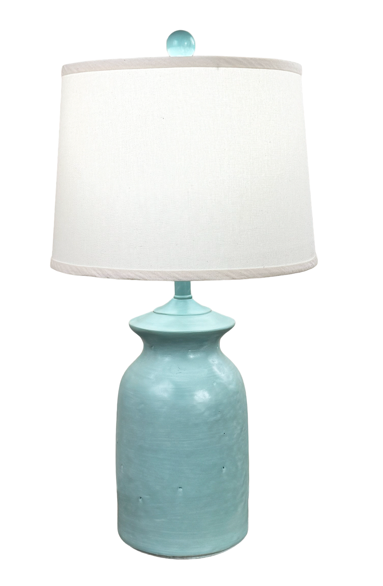 White Washed Shaded Cove Short Pottery Table Lamp