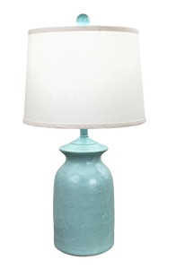 White Washed Shaded Cove Short Pottery Table Lamp