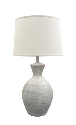 Cottage/Pale Grey Lined Vase Table Lamp