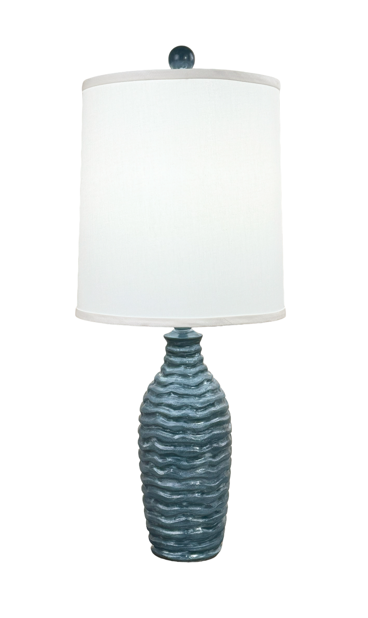 White Washed Navy Small Wavy Accent Lamp