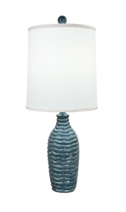 White Washed Navy Small Wavy Accent Lamp