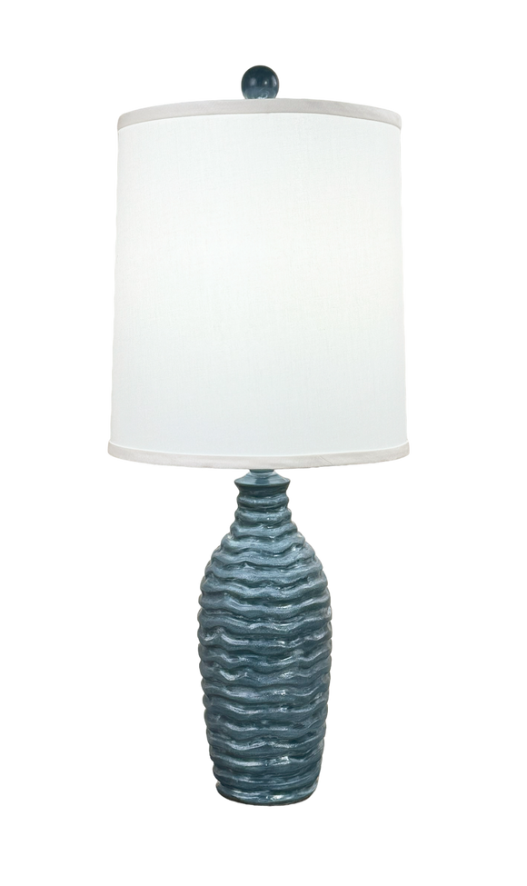 White Washed Navy Small Wavy Accent Lamp