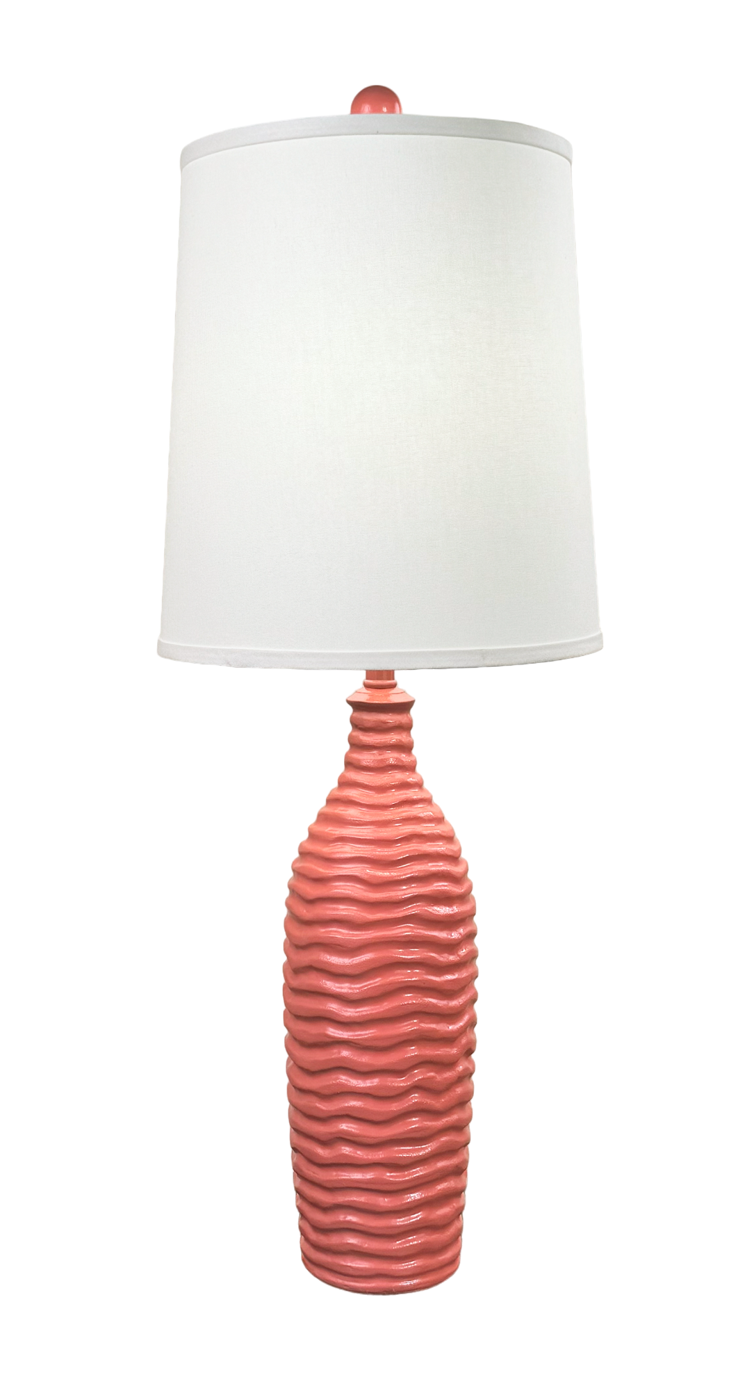 High Gloss Coral Tall Wavy Table Lamp