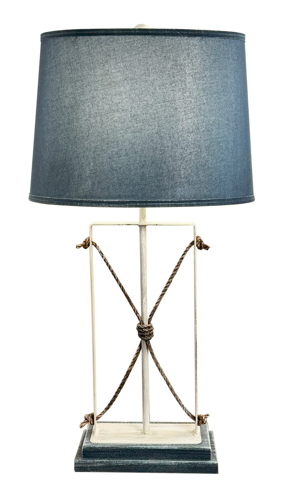 Iron/Rope Table Lamp w/ Navy Base