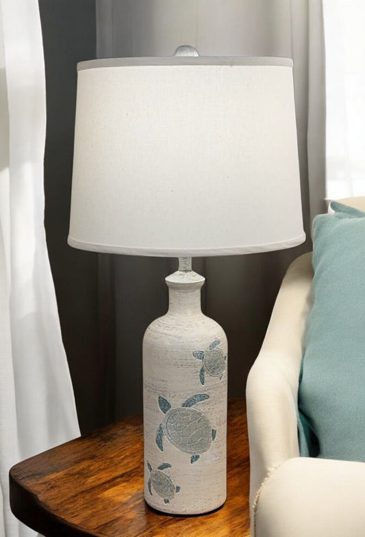 Cottage/Tide Etched Turtle Table Lamp