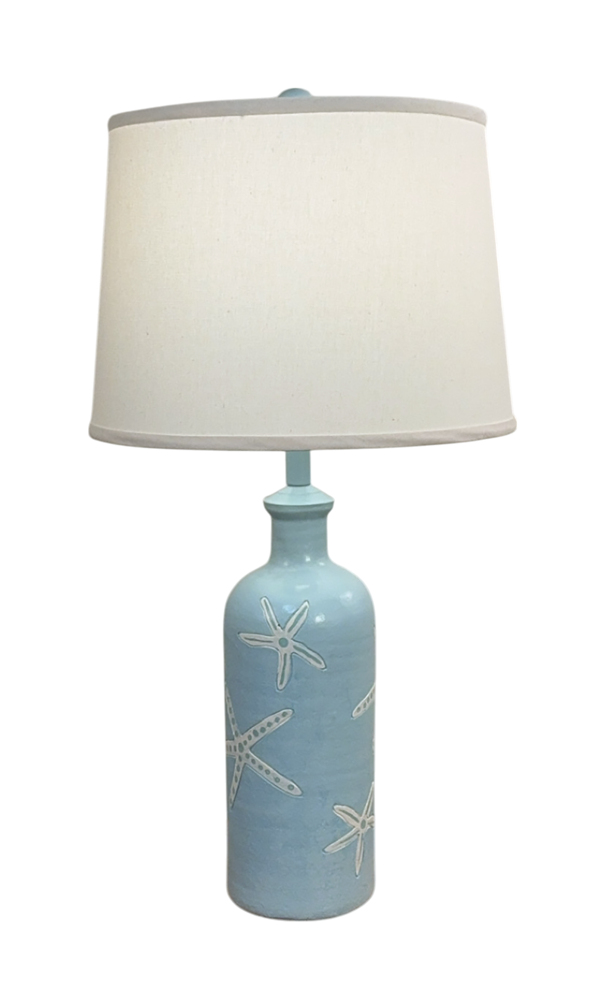 Solid Atlantic Grey/Ivory Etched Starfish Table Lamp