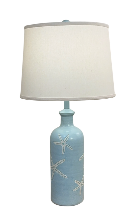 Solid Atlantic Grey/Ivory Etched Starfish Table Lamp