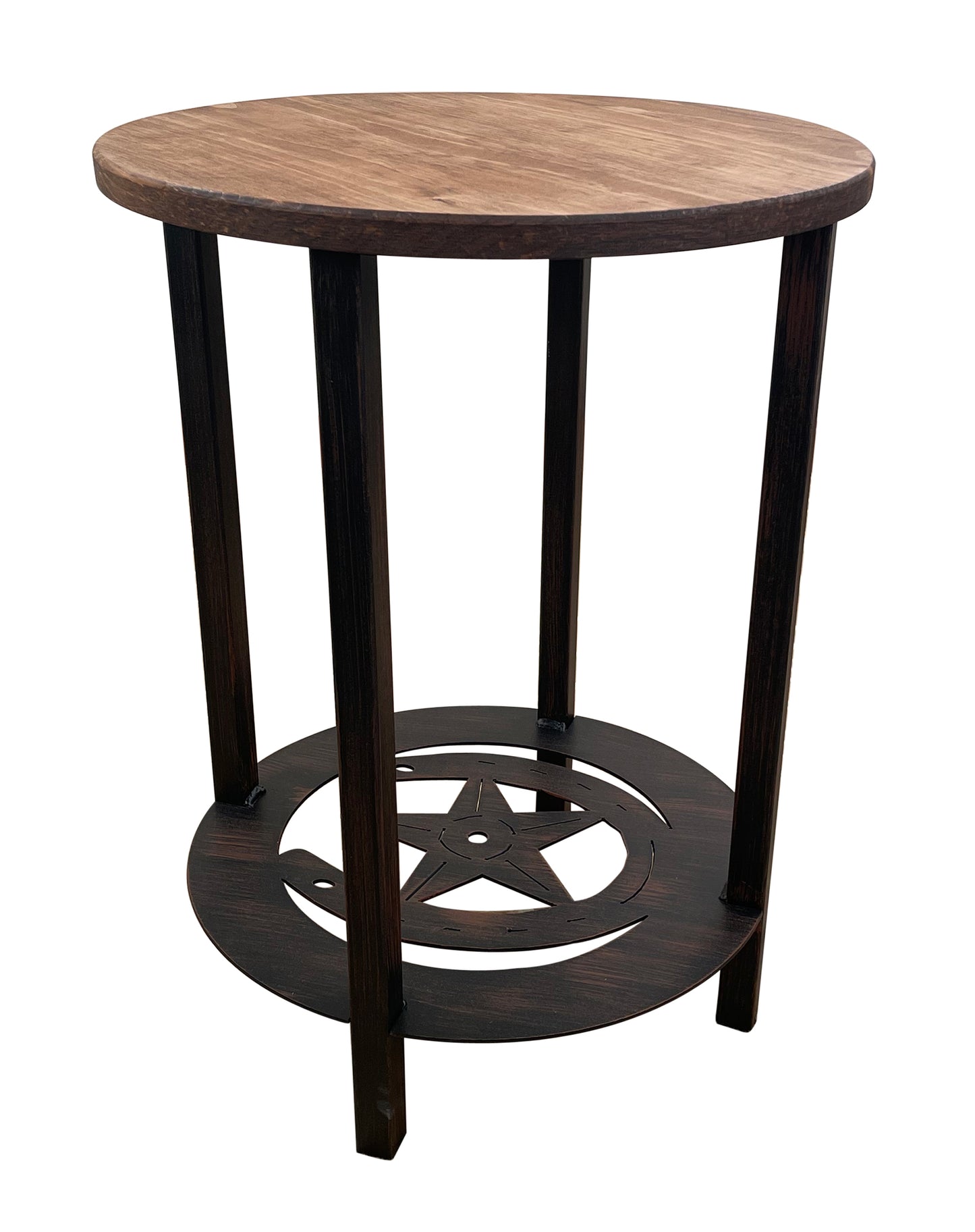 Round End Table with Horseshoe/Star Accent