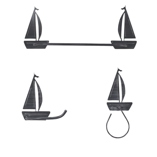 Navy Sailboat Bath Set