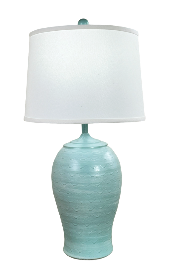 White Washed Shaded Cove Wave Table Lamp