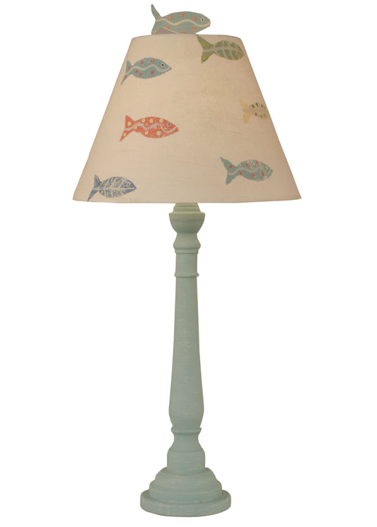 Weathered Shaded Round Buffet Lamp w/ School of Fish Shade - Coast Lamp Shop