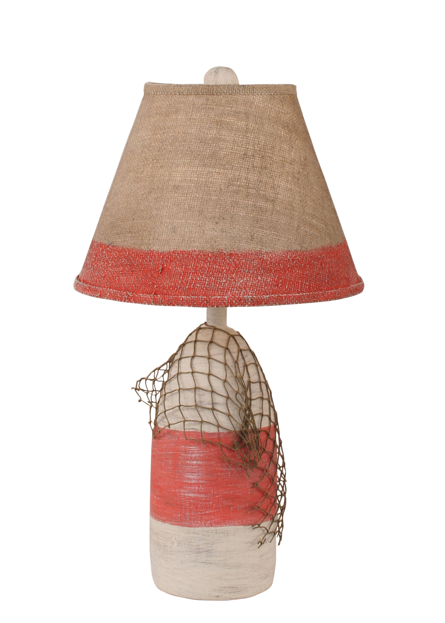 Cottage/Classic Red Small Buoy w/ Net Accet Lamp - Coast Lamp Shop