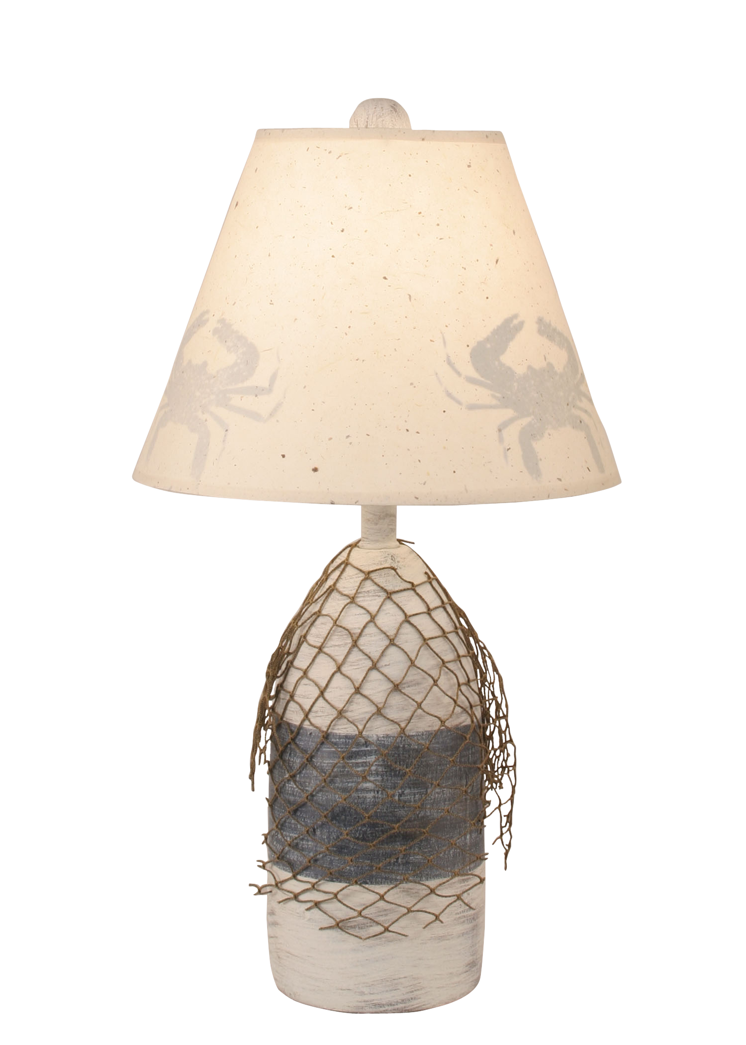 Cottage/Navy Small Buoy w/ Net Accent Lamp- Crab Shade - Coast Lamp Shop