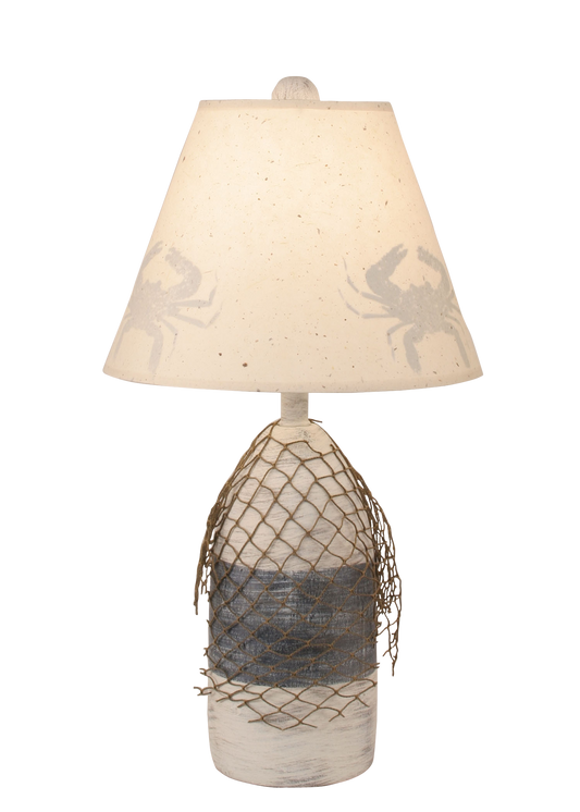 Cottage/Navy Small Buoy w/ Net Accent Lamp- Crab Shade - Coast Lamp Shop