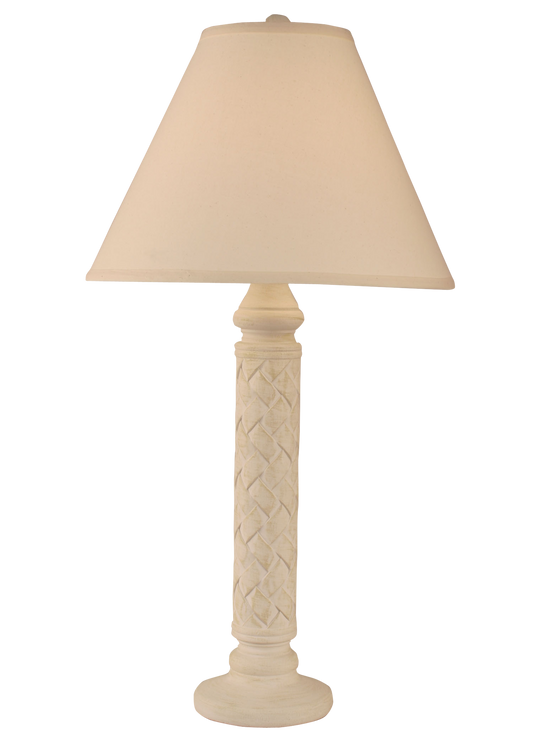 Nude Two Tone Basket Weave Table Lamp - Coast Lamp Shop