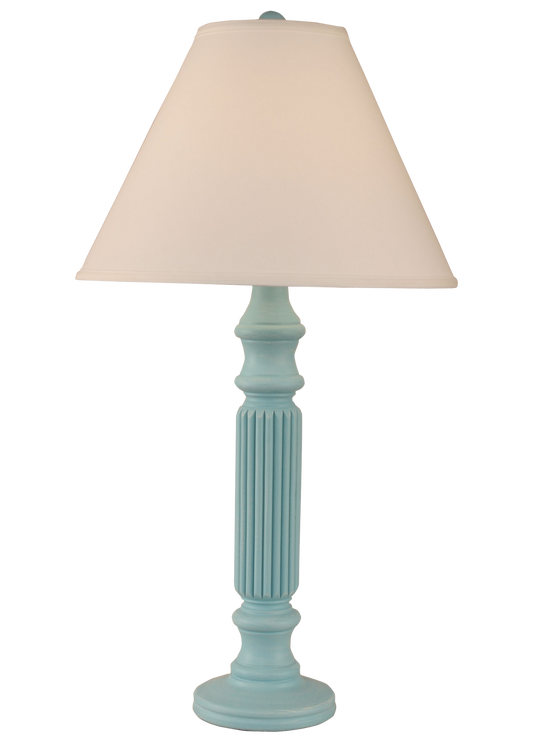 Weathered Turquoise Sea Ribbed Table Lamp - Coast Lamp Shop