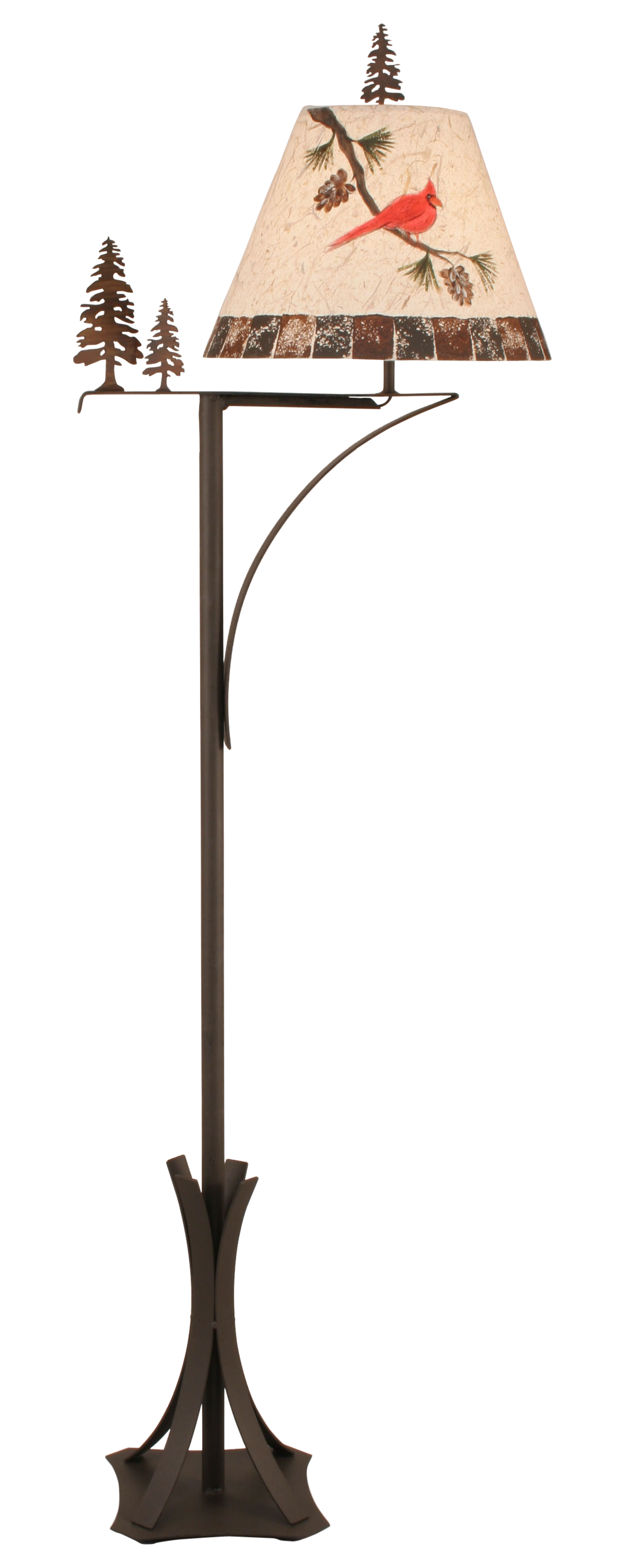 Charred Arm 2 Tree Floor Lamp w/ Cardinal Shade - Coast Lamp Shop