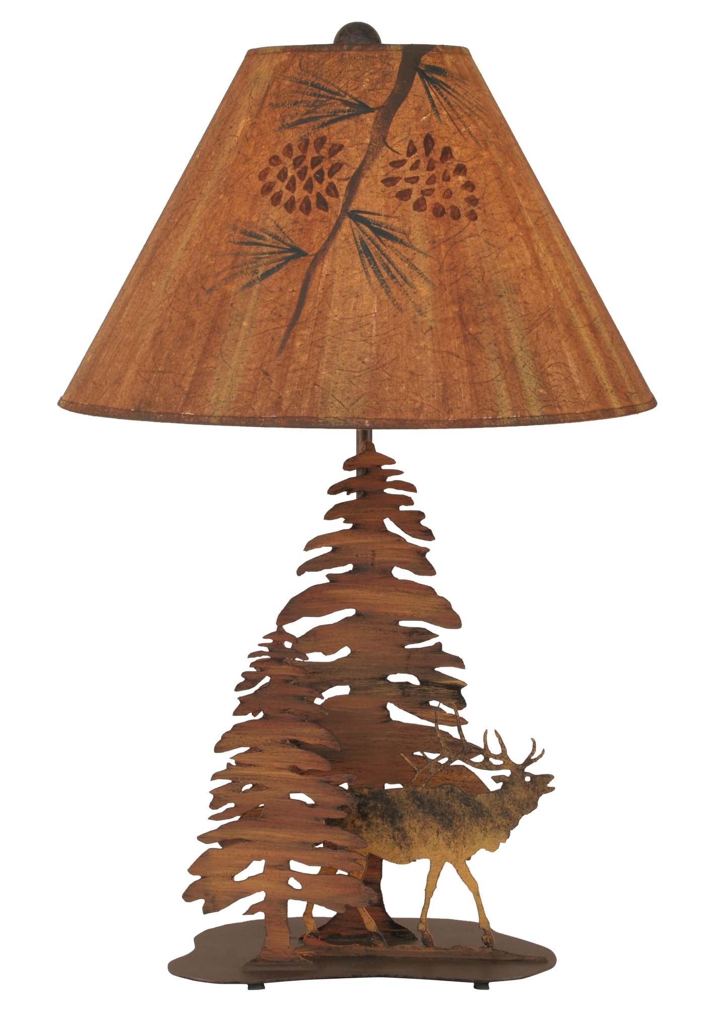 Charred 2 Tree and Elk Table Lamp - Coast Lamp Shop