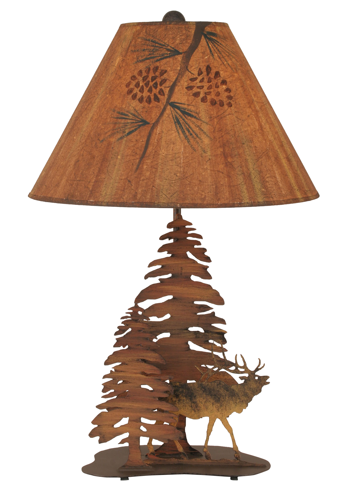 Charred 2 Tree and Elk Table Lamp - Coast Lamp Shop