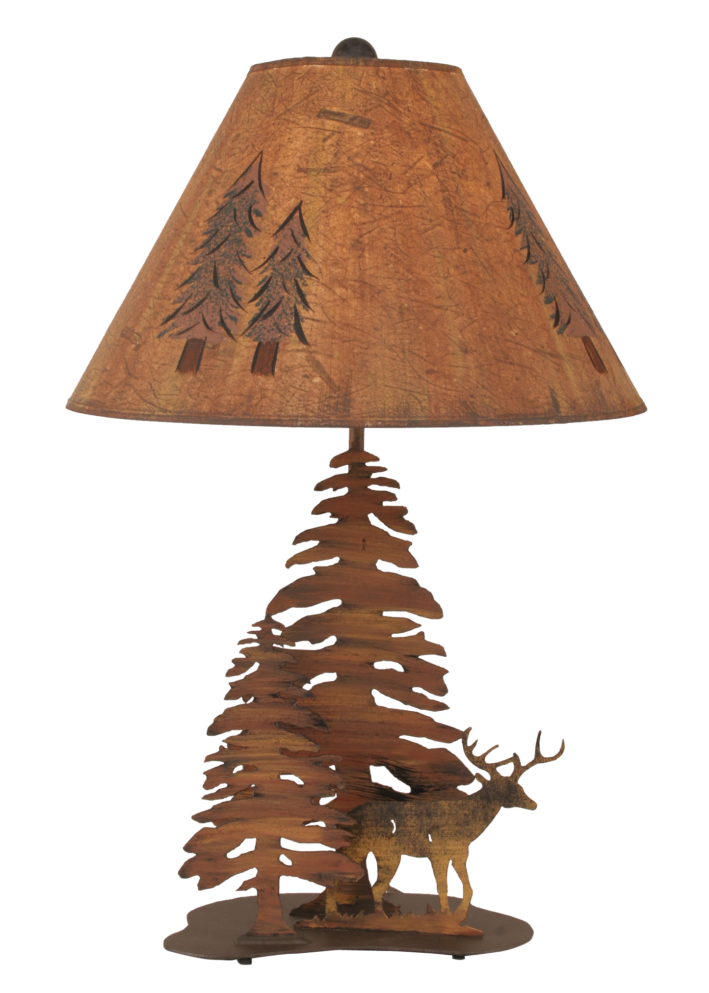 Charred 2 Tree and Deer Table Lamp - Coast Lamp Shop