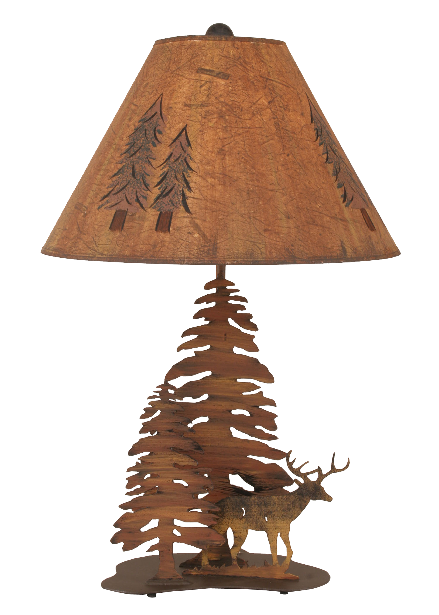 Charred 2 Tree and Deer Table Lamp - Coast Lamp Shop