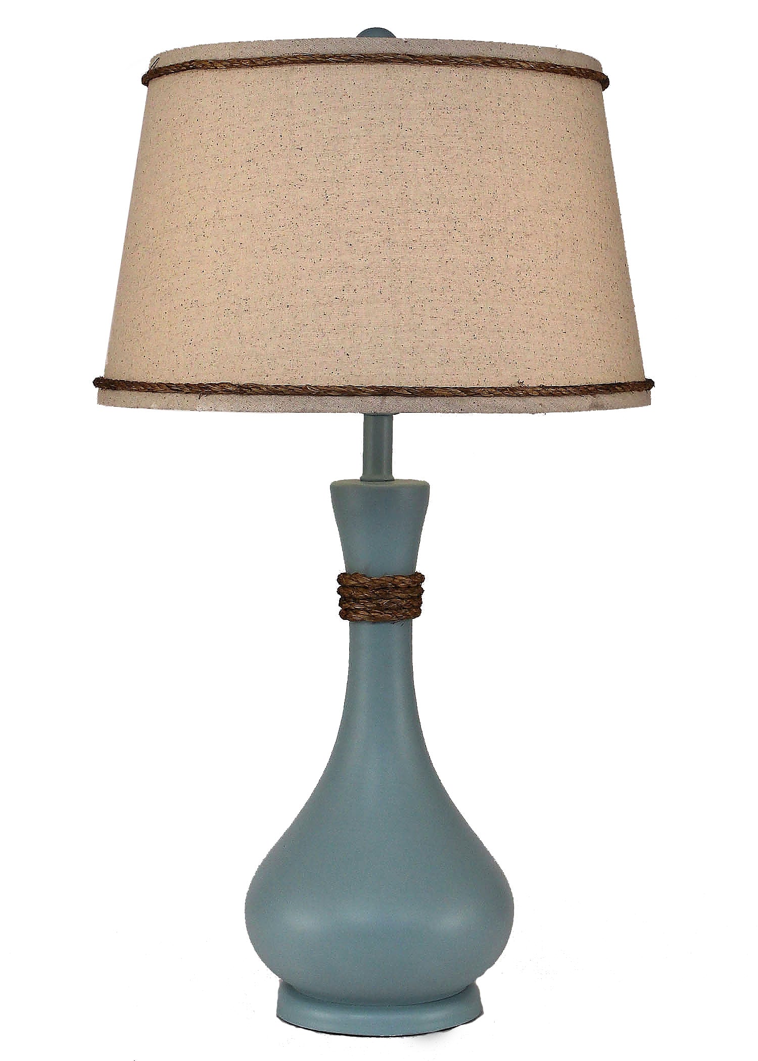 Solid Atlantic Grey Smooth Genie Bottle Table Lamp w/ Rope Accent - Coast Lamp Shop