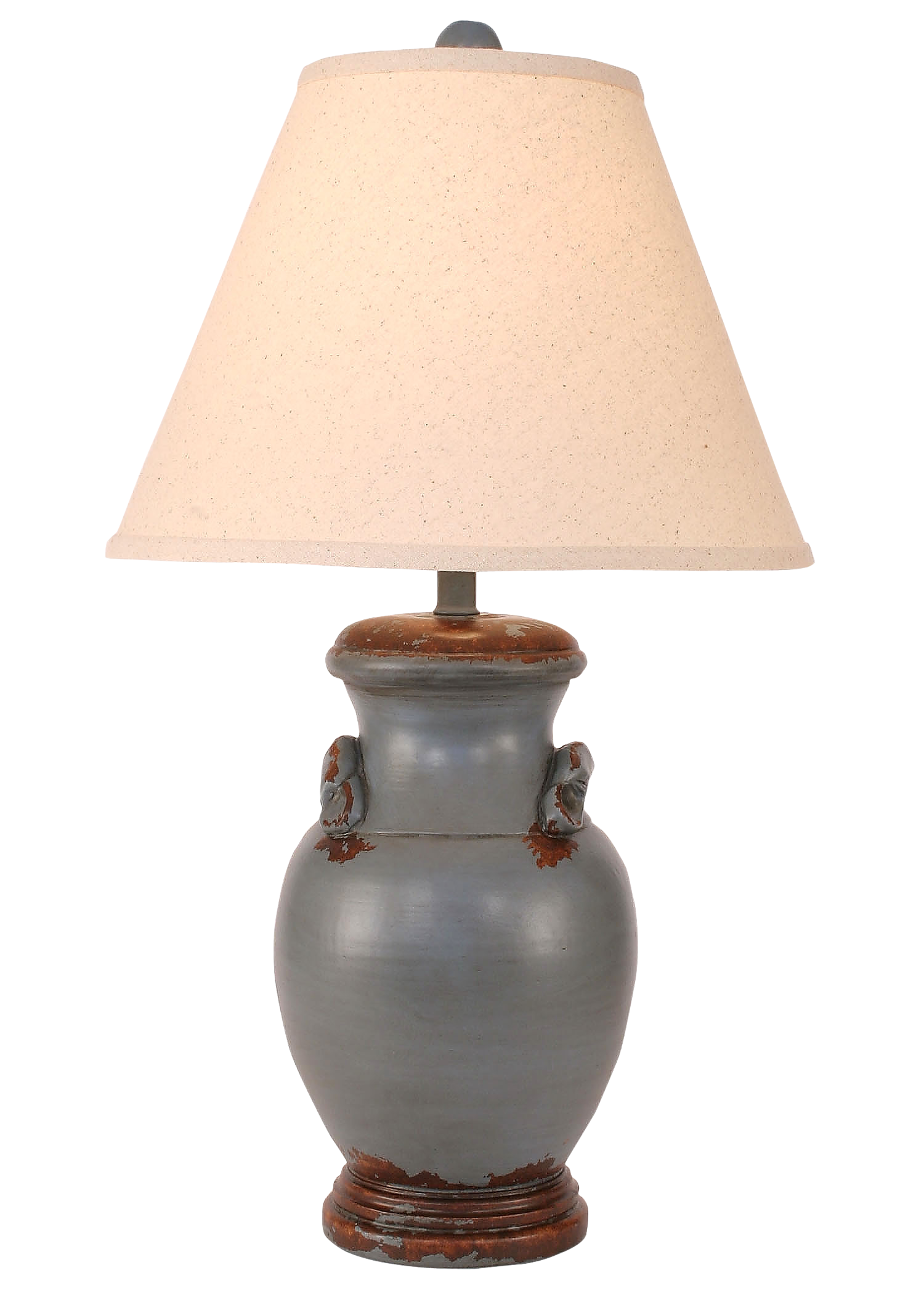 Aged Wedgewood Blue Crock Table Lamp w/ Handles - Coast Lamp Shop