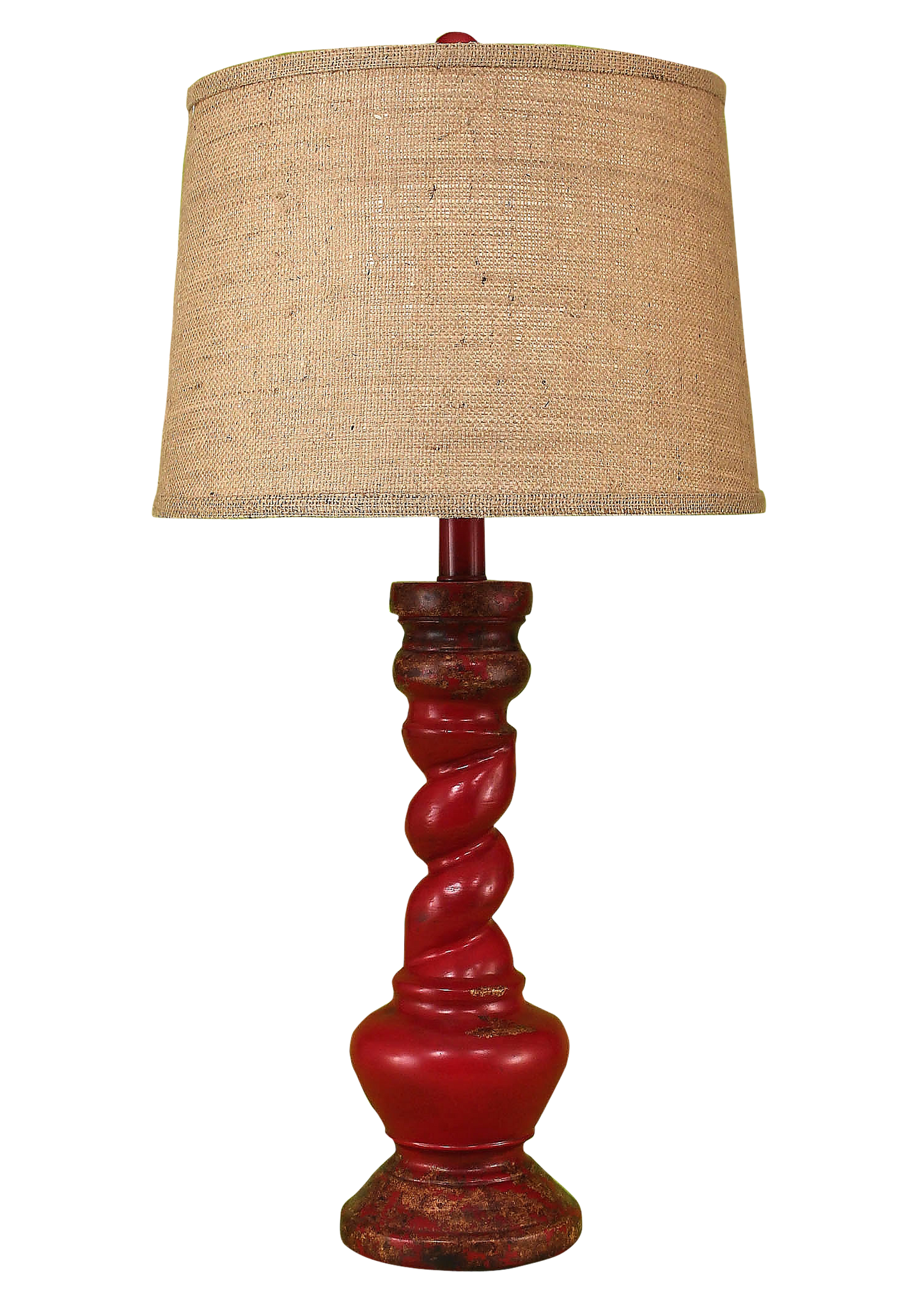 Aged Brick Red Country Twist Table Lamp - Coast Lamp Shop