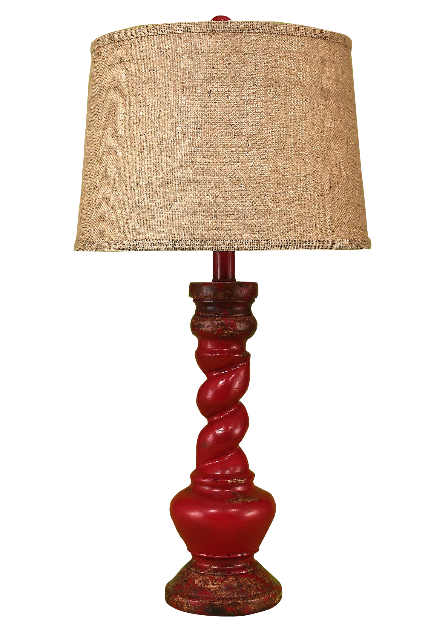 Aged Brick Red Country Twist Table Lamp - Coast Lamp Shop