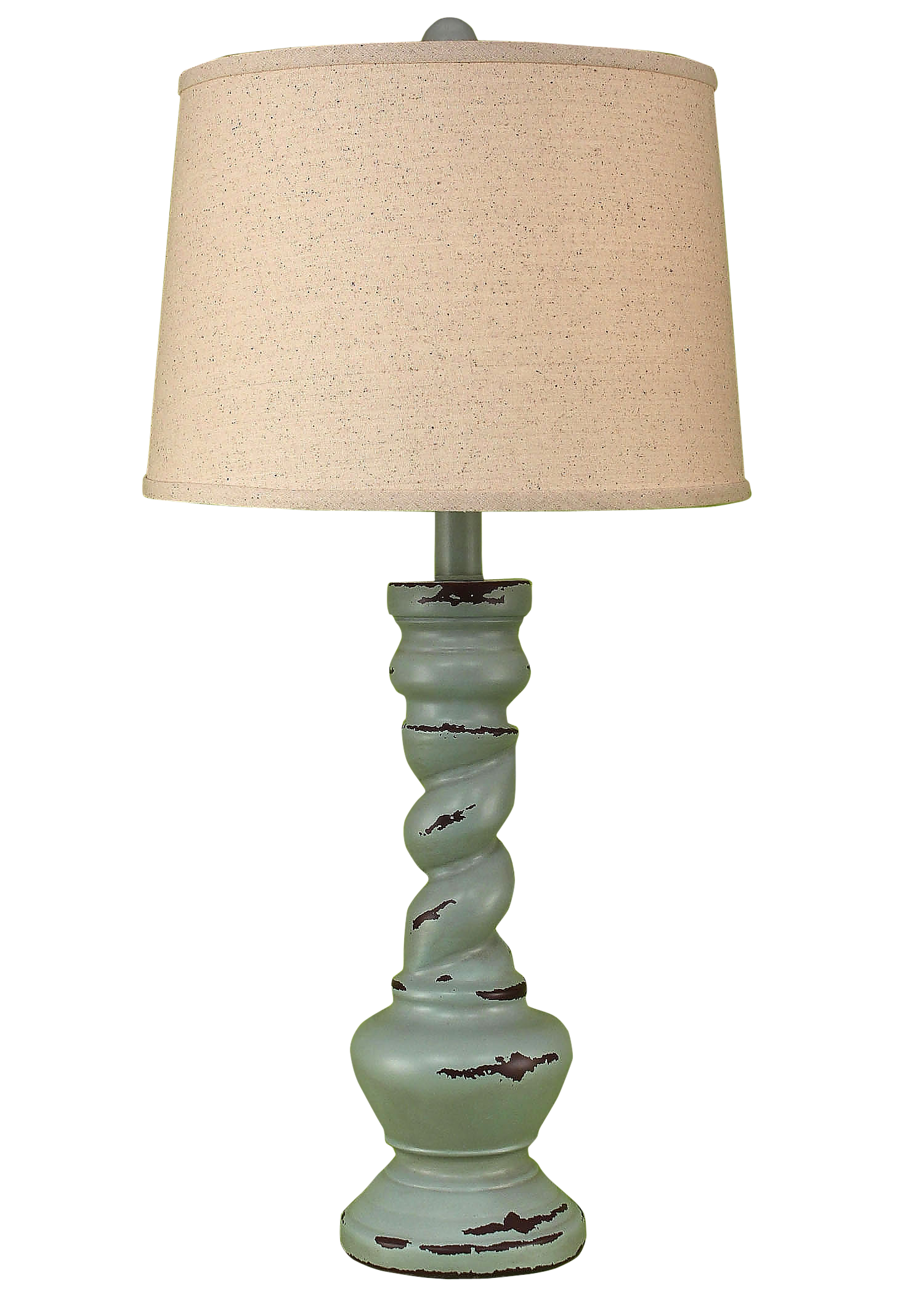 Distressed Atlantic Grey Country Twist Table Lamp - Coast Lamp Shop