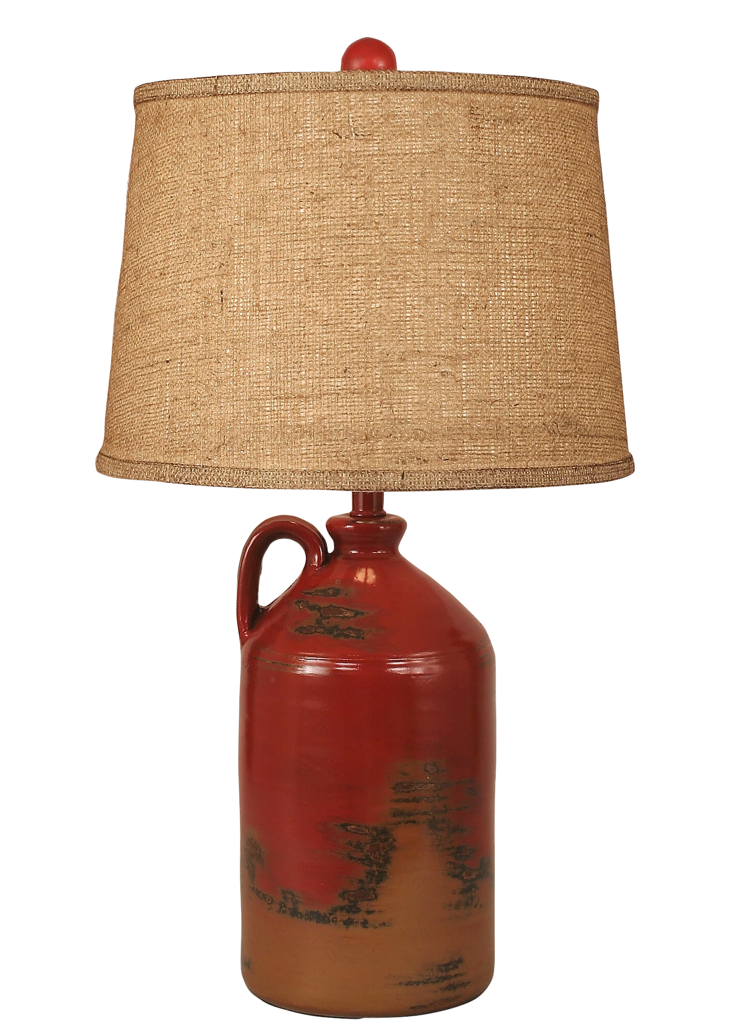 Firebrick 1 Handled Pottery Jug Table Lamp - Coast Lamp Shop