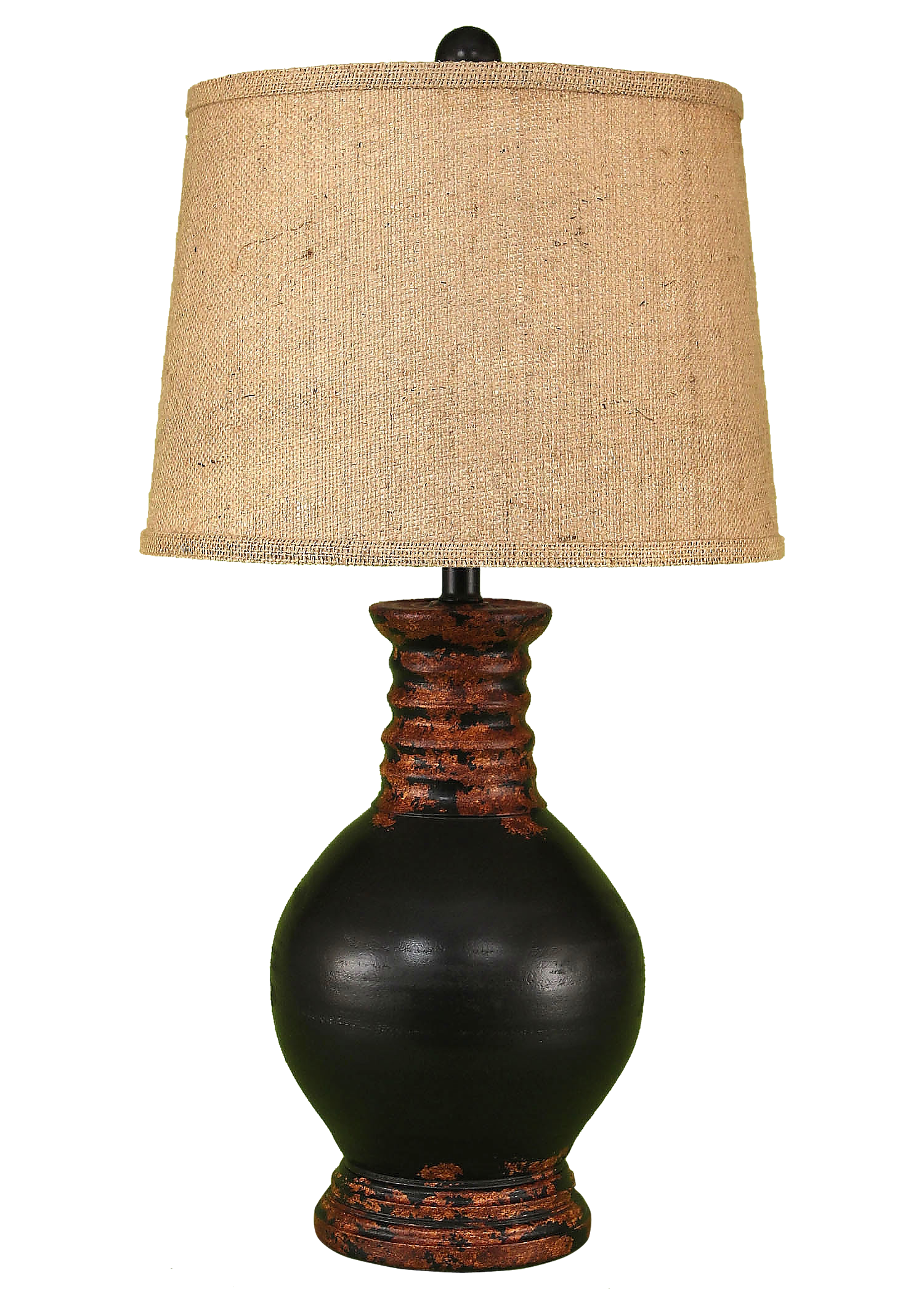 Aged Black Bulbous Table Lamp - Coast Lamp Shop