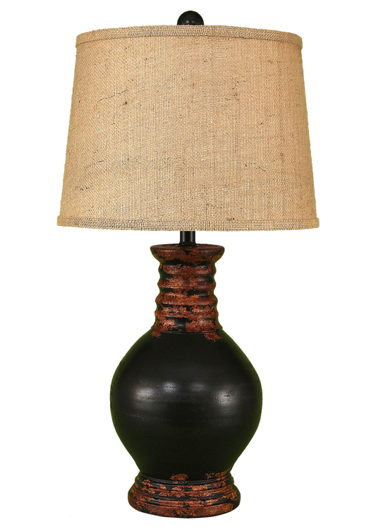 Aged Black Bulbous Table Lamp - Coast Lamp Shop