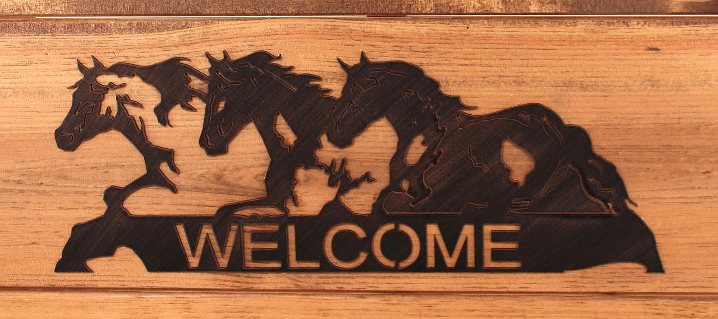 Iron Horses Welcome Sign - Coast Lamp Shop