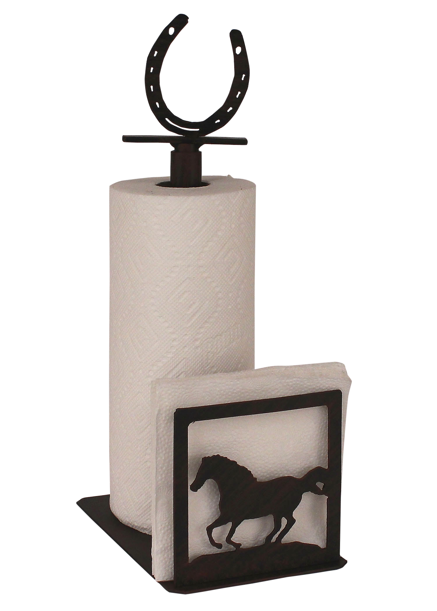 Iron Running Horse/Horse Shoe Paper Towel and Napkin Holder - Coast Lamp Shop