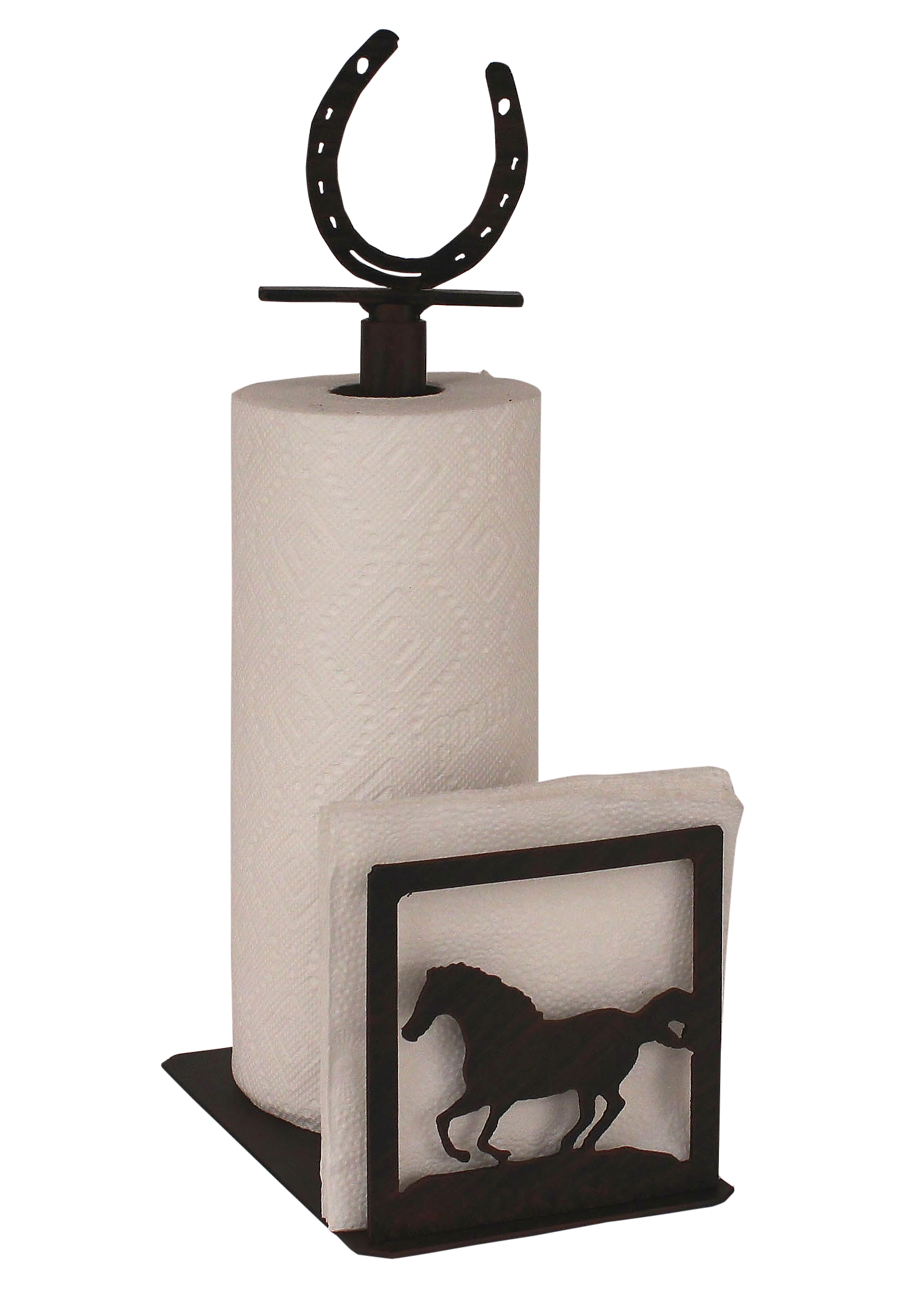 Iron Running Horse/Horse Shoe Paper Towel and Napkin Holder - Coast Lamp Shop