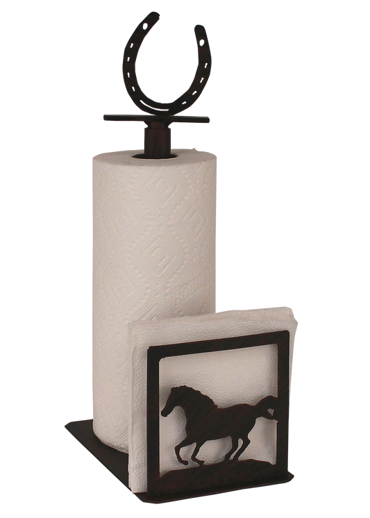 Iron Running Horse/Horse Shoe Paper Towel and Napkin Holder - Coast Lamp Shop