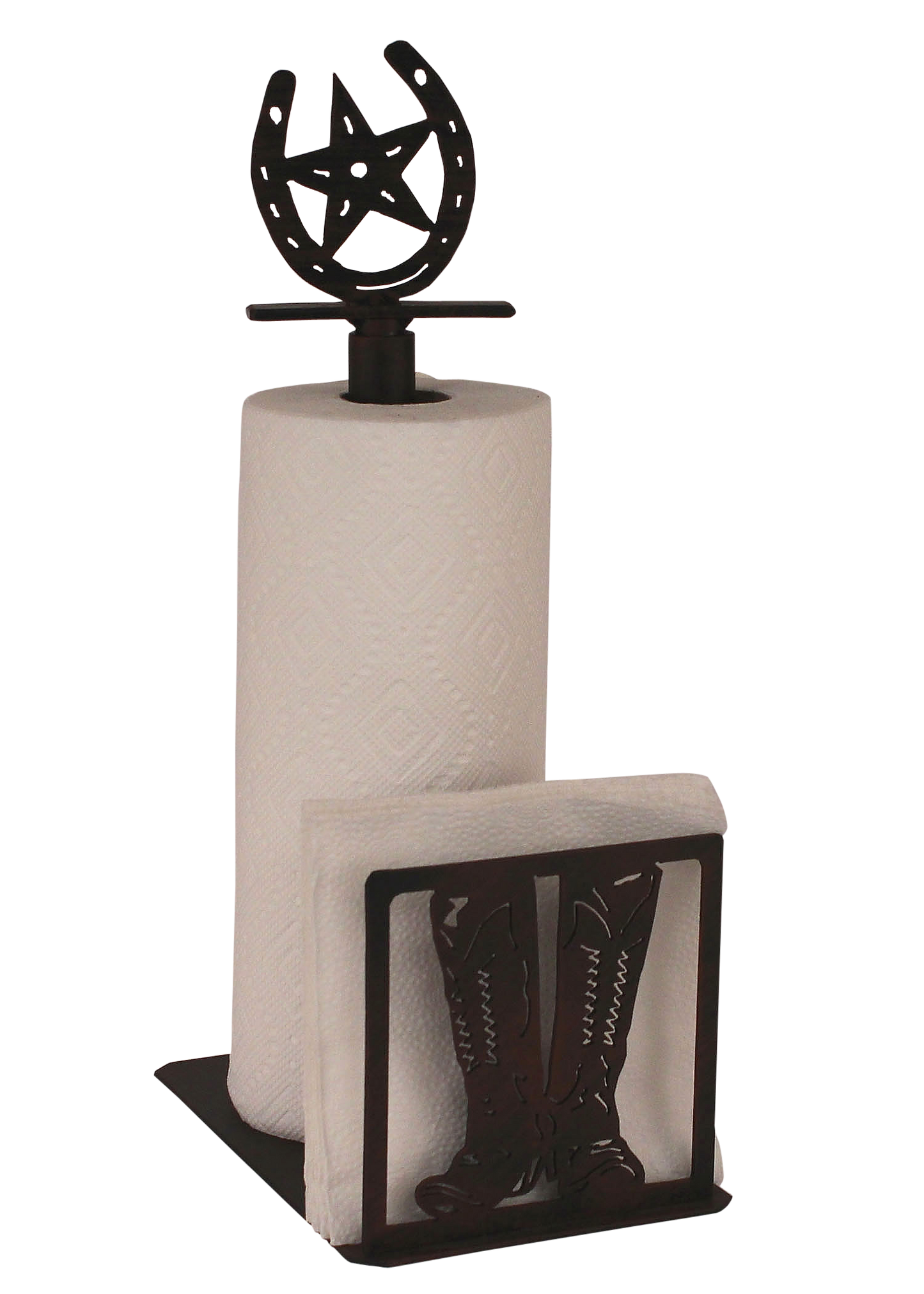 Iron Cowboy Boots/Horse Shoe Paper Towel and Napkin Holder - Coast Lamp Shop