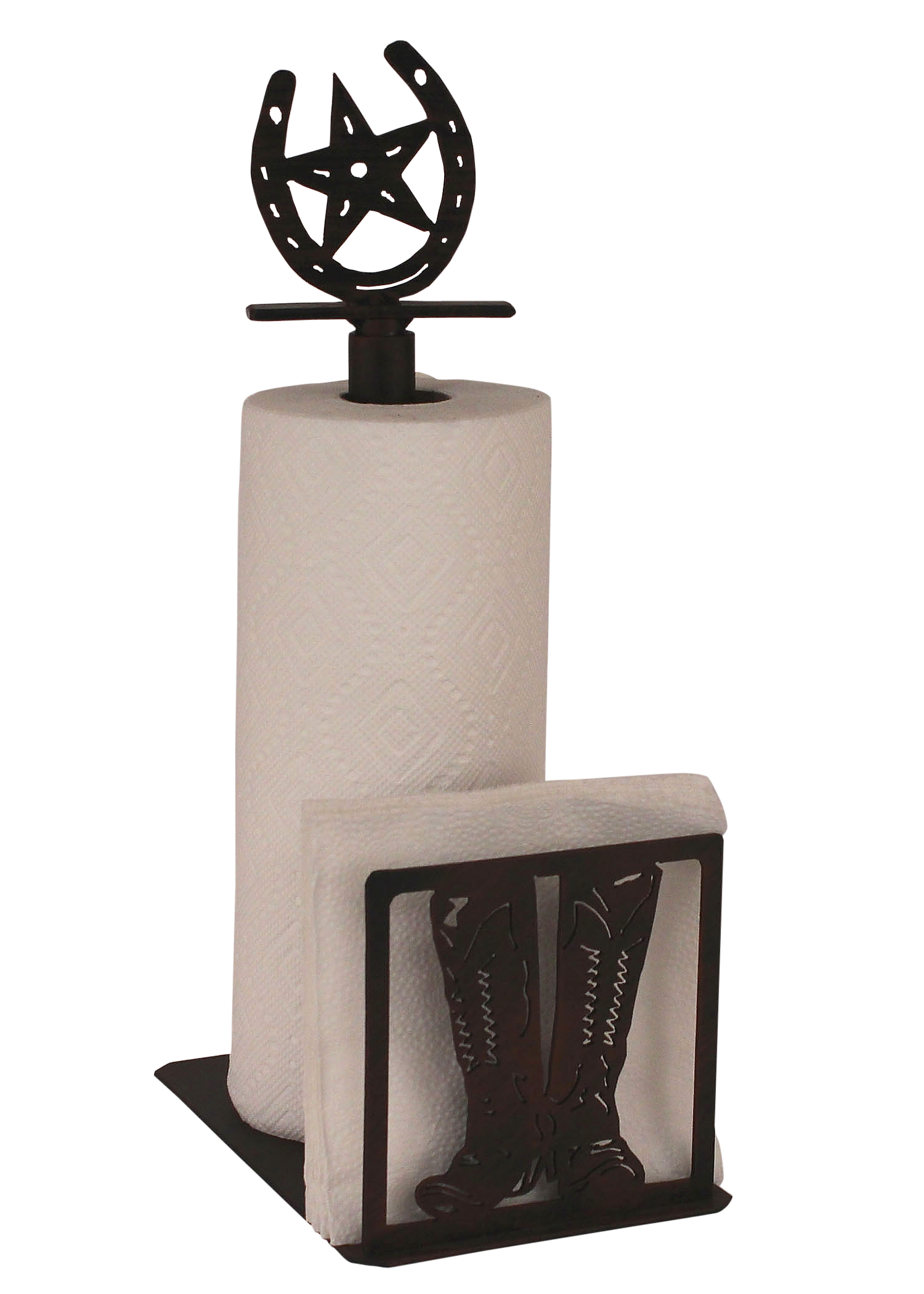 Iron Cowboy Boots/Horse Shoe Paper Towel and Napkin Holder - Coast Lamp Shop