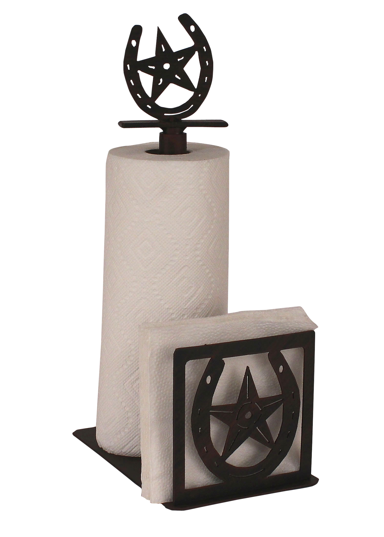 Iron Horseshoe/Star Short Paper Towel and Napkin Holder - Coast Lamp Shop